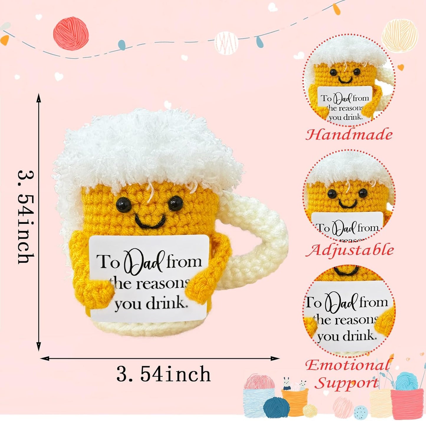 Emotional Support Crochet Beer,Drinker Gift for Men,Dad Ideals Gifts,Funny Stuff,Cute Crochet Beer Home Decor for Housewarming Gift,Friendship Gifts,Christmas Stocking Stuffers