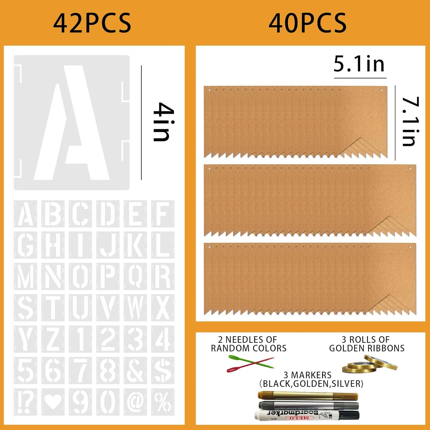 40 PCS Banner Customizable DIY Banners Kit - Blank Flags with Alphabet Templates Markers Ribbon for Personalized Party Decor Birthday Wedding Baby Shower