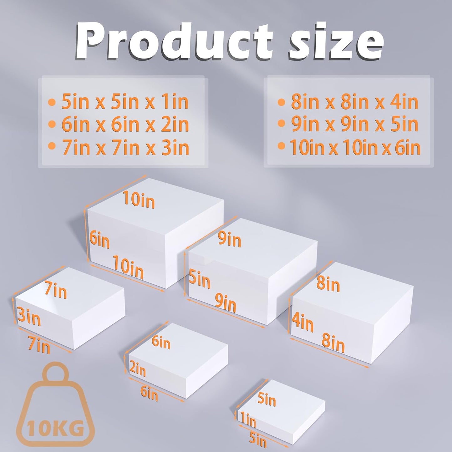 Buffet Risers, Food Display Risers for Party, White Acrylic Risers Display Stand for Buffet Table, Catering Displays for Dessert, Cube Box Nesting Riser with Hollow Bottoms (5"x6"x7"x8"x9"x10" 6 PCS)