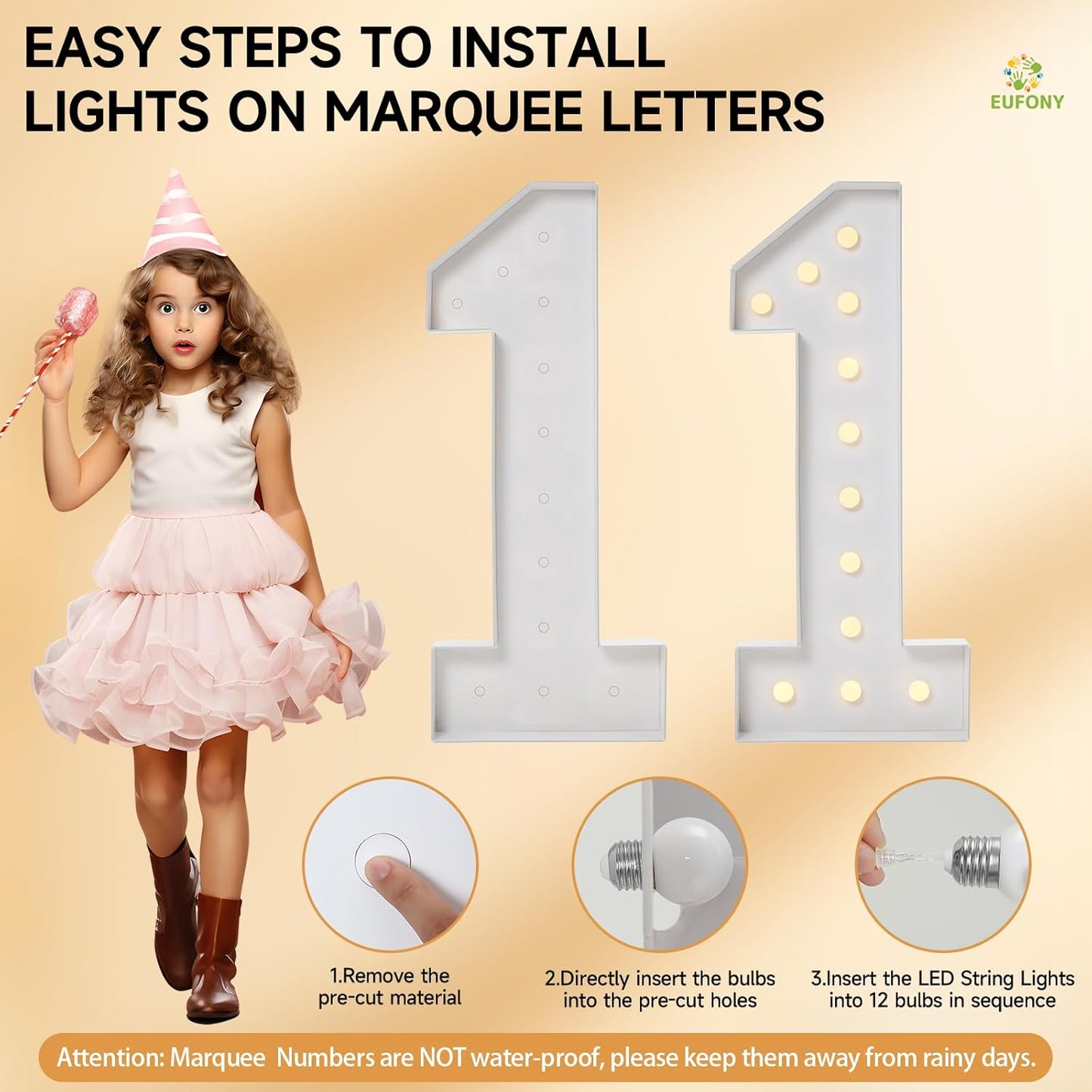 4FT Marquee Numbers, Large Light Up Numbers 2 for 2nd 21st 25th Birthday Party Decorations, Giant Light Up Number for 2025 Graduation Prom Decor, 4 Feet Number 2 w/Lights DIY Kit