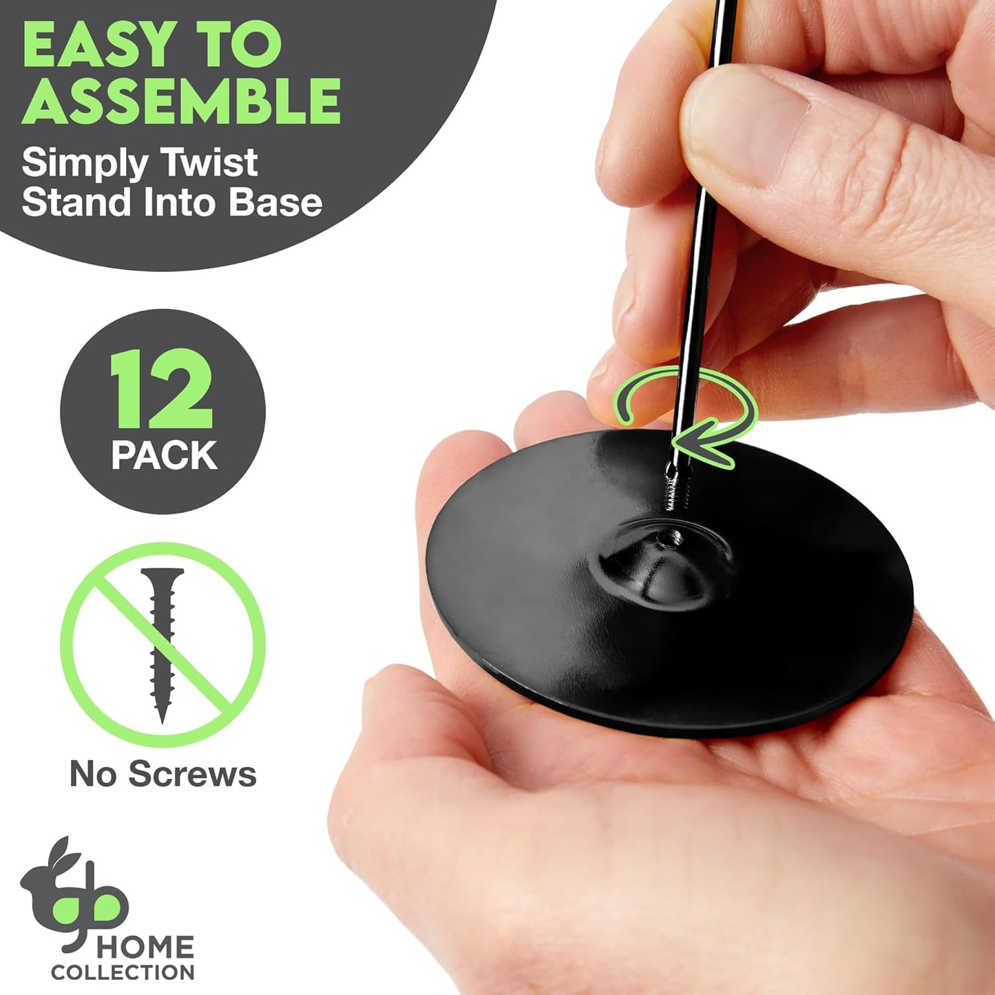 Gray Bunny Metal Table Number Holders, 12 Pack, 8 in Tall, Black, Card Holders Tabletop Table Number Stands, Wire Clip for Restaurants Recipe Place Card Signs, Weddings, Banquets, Pictures