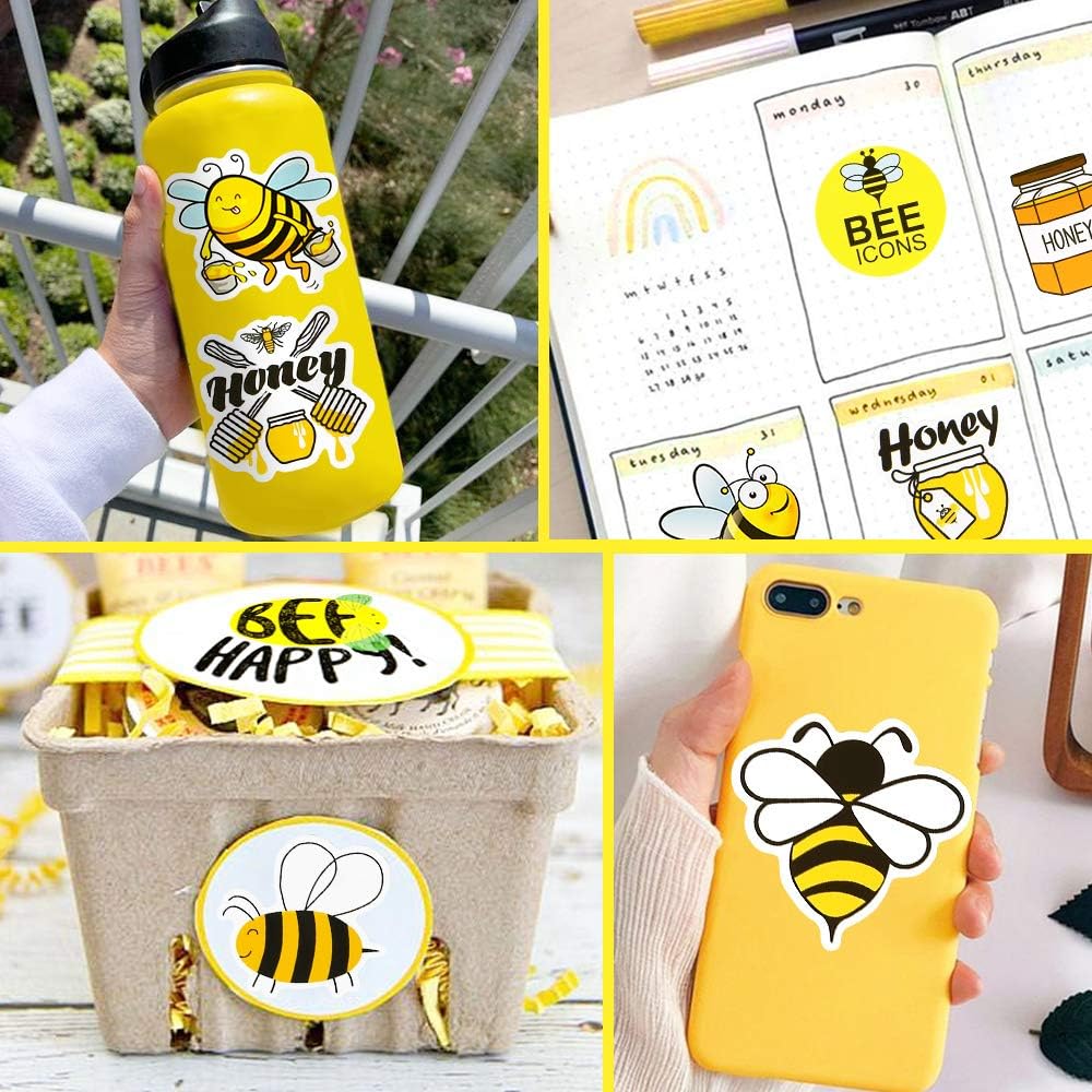 QTL Stickers for Kids Bee Stickers Laptop Stickers for Teens Girls Boys Honey Bee Stickers for Water Bottle Waterproof Stickers Cute Stickers 50Pcs