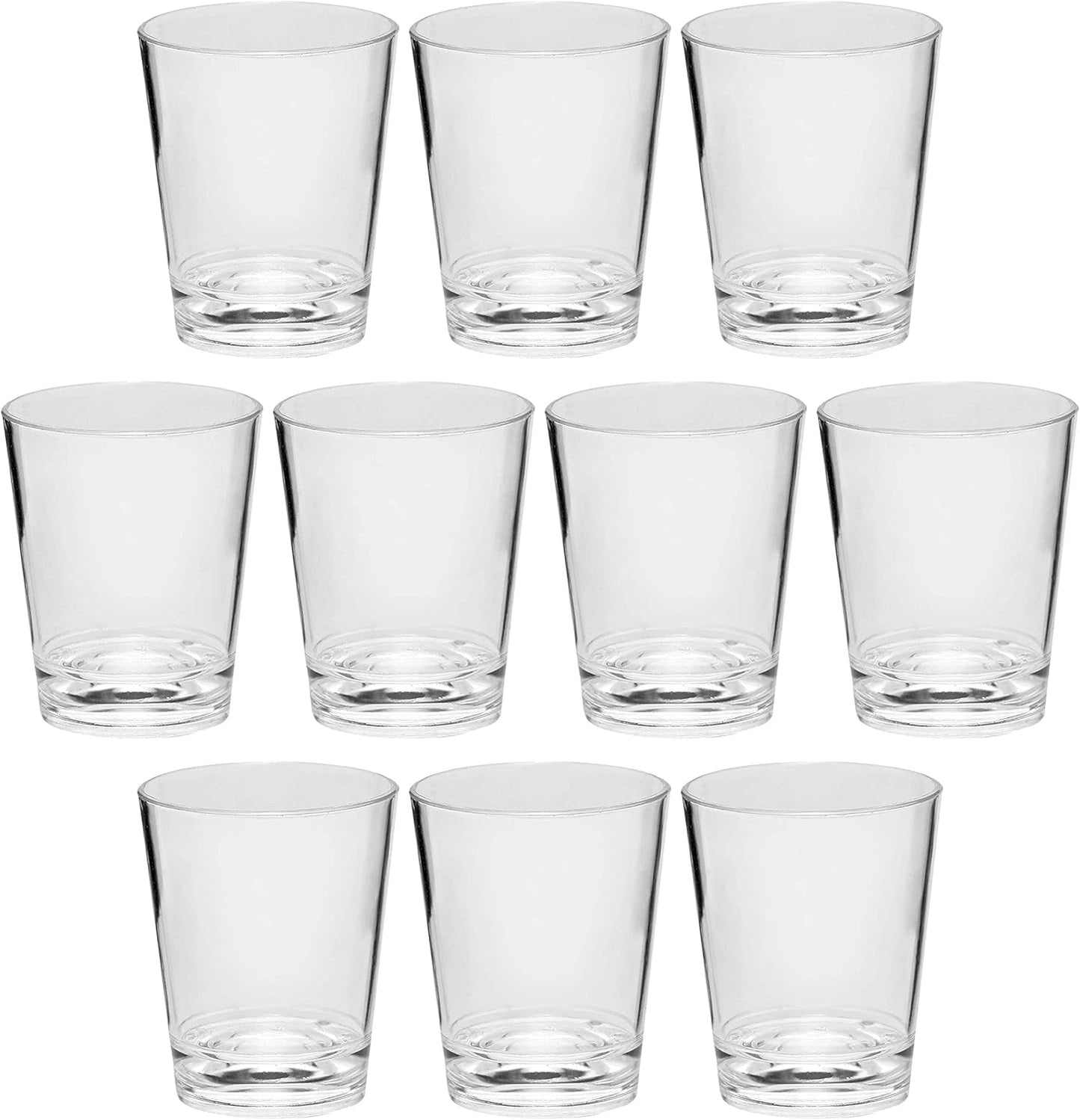DISCOUNT PROMOS Translucent Plastic Shot Glasses 1.5 oz. Set of 10, Bulk Pack - Acrylic, Great for Wedding, Party, Birthday, Gifts - Clear