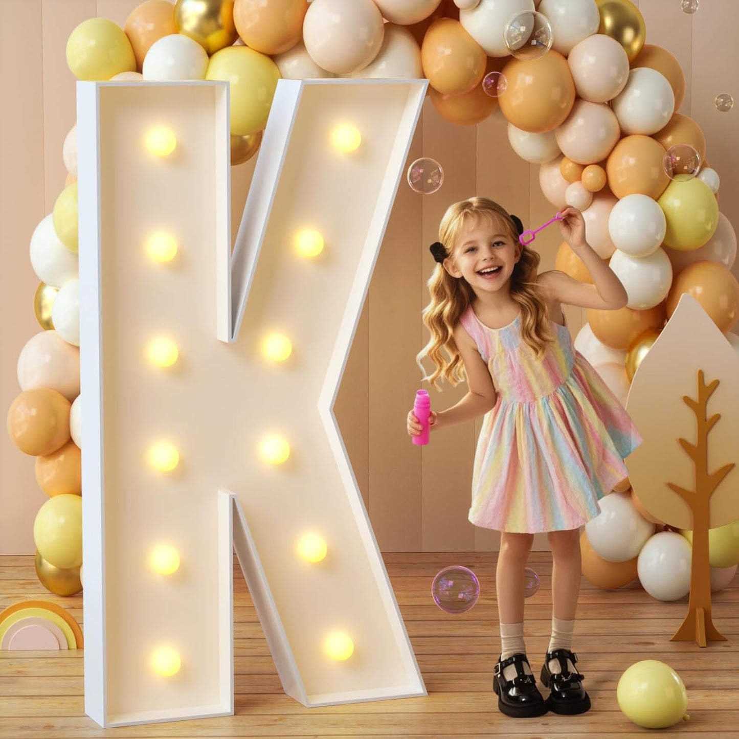 imprsv Marquee Light Up Letters, 4FT Mosaic Letters with Light for Baby Shower Graduation Party Decor, Large K for Engagement Wedding Party Decorations (Need to Assemble)