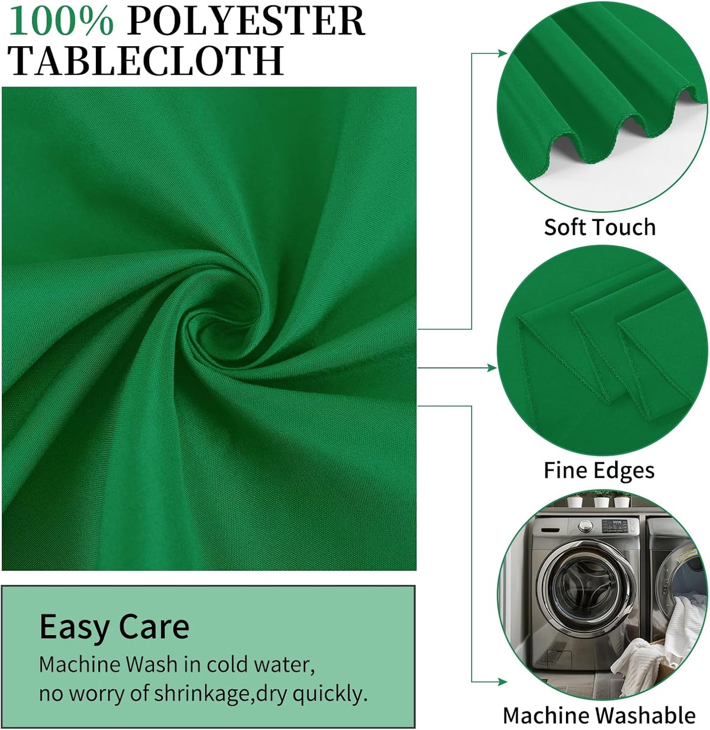 10 Pack Green Round Tablecloths - 90 Inch, Polyester Table Cover, Stain and Wrinkle Resistant Washable Fabric Table Cloth for Wedding Banquet Parties