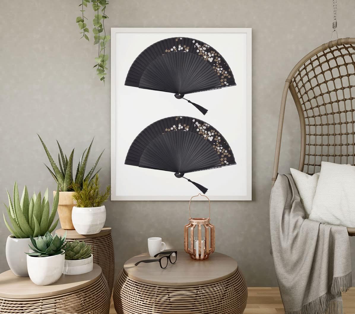 Amajiji Small Folding Hand Fan for Women, Chinese Japanese Vintage Style Bamboo Silk Fans for Party Wedding Dancing Decoration Gift Performance (AM-34)