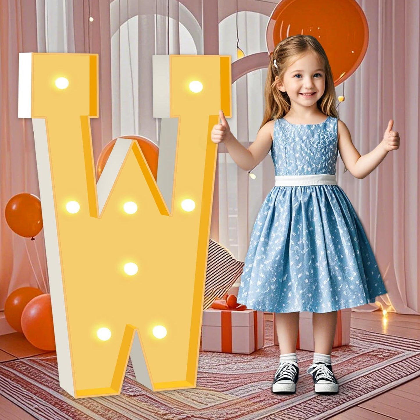 3FT Marquee Letters, Warm Light Marquee Light Up Letters W, Large Light Up Letter for Birthday Anniversary Wedding Engagement Decorations, Big Letter Signs for Party Decor