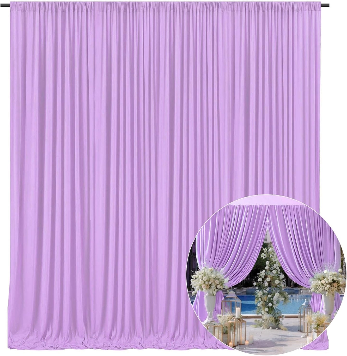 10 x 7 Feet Light Purple Backdrop Curtain for Partie, Background Curtains for Photoshoot, Birthday, Wedding, Halloween, Thanksgiving, Christmas Day, New Year Party Decorations 5Ft x 7Ft, 2 Panels