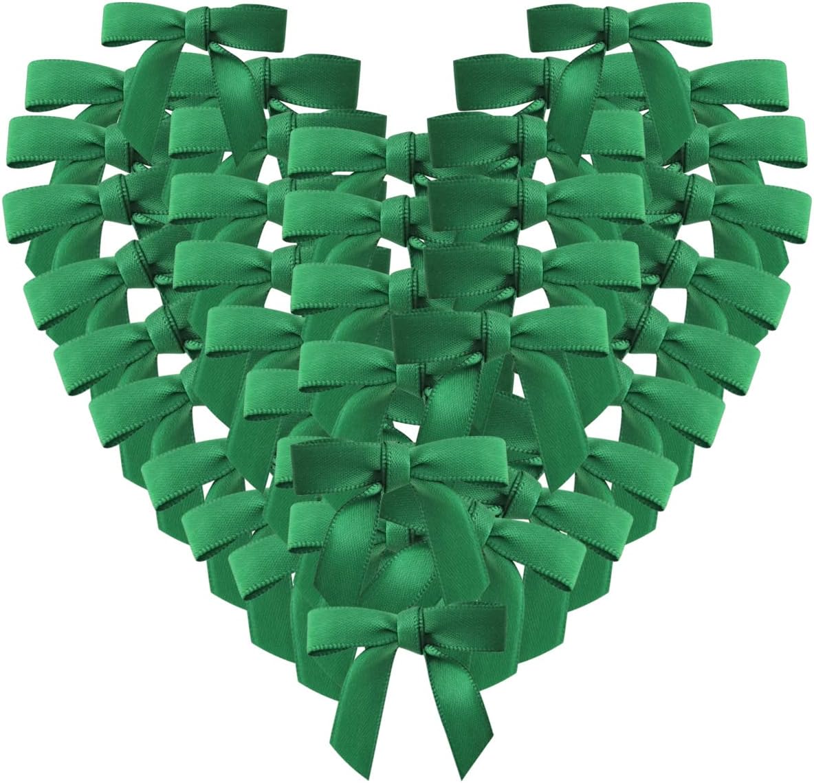 50pcs 1.5 inch Mini Satin Ribbon Bows for Crafts Green Mini Bows Appliques Craft for Appliques Embellishment(3/8",Green)