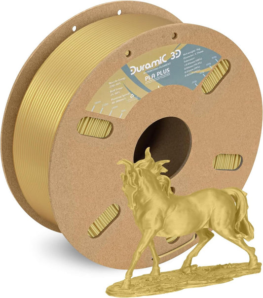 DURAMIC 3D PLA+ Filament 1.75mm 3D Printer Filament with Higher Tensile & Rigidity 1Kg Cardboard Spool (2.2lbs), Dimensional Accuracy Probability +/- 0.02mm Champagne Gold