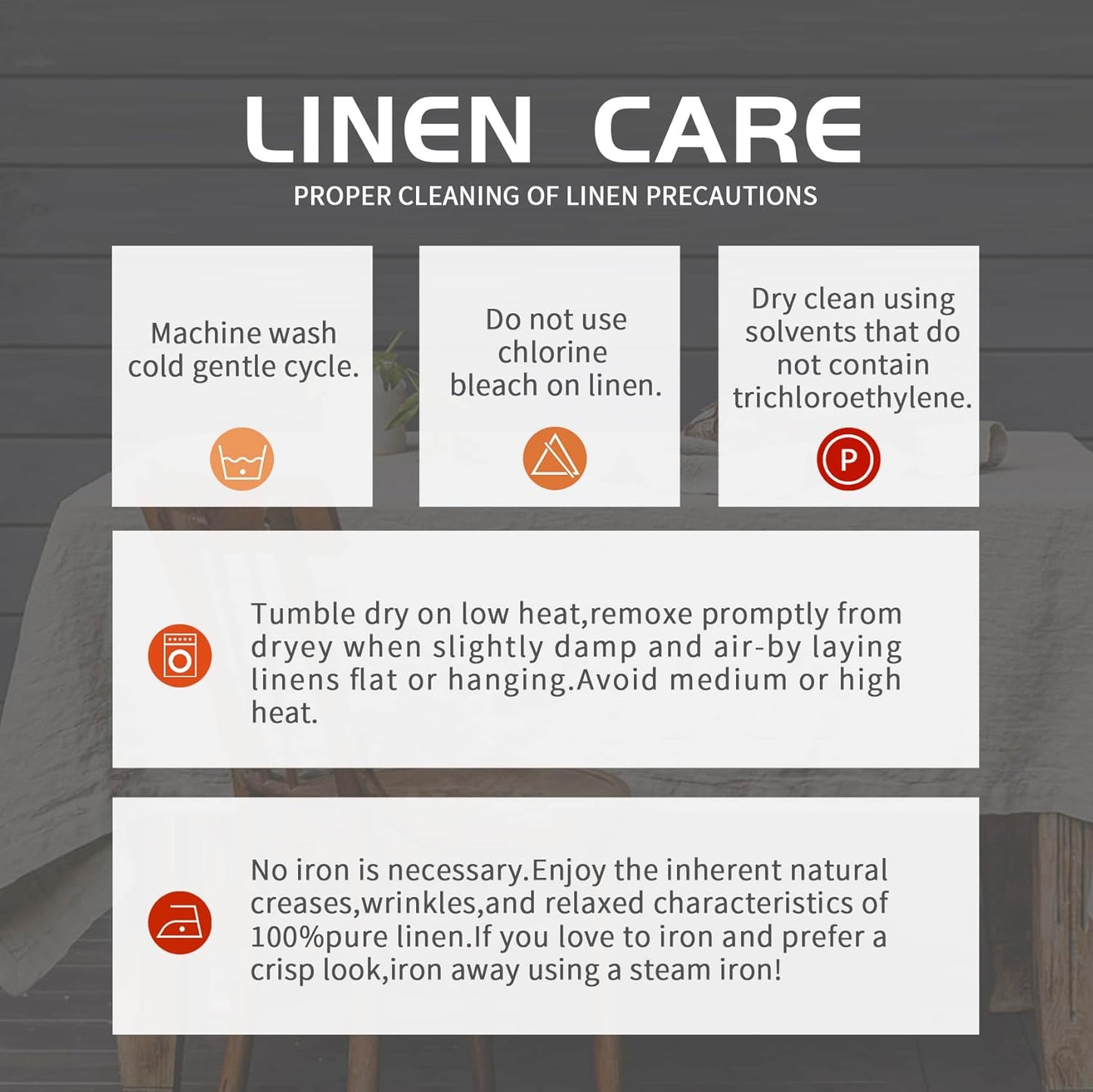 EVERLY 100% Pure Linen Rectangle Tablecloths 60x120Inches for Dining,Buffet Parties,Picnic,Events,Weddings and Restaurants,Decorative Halloween,Thanksgiving Machine Washable Tablecloths-Dark Grey