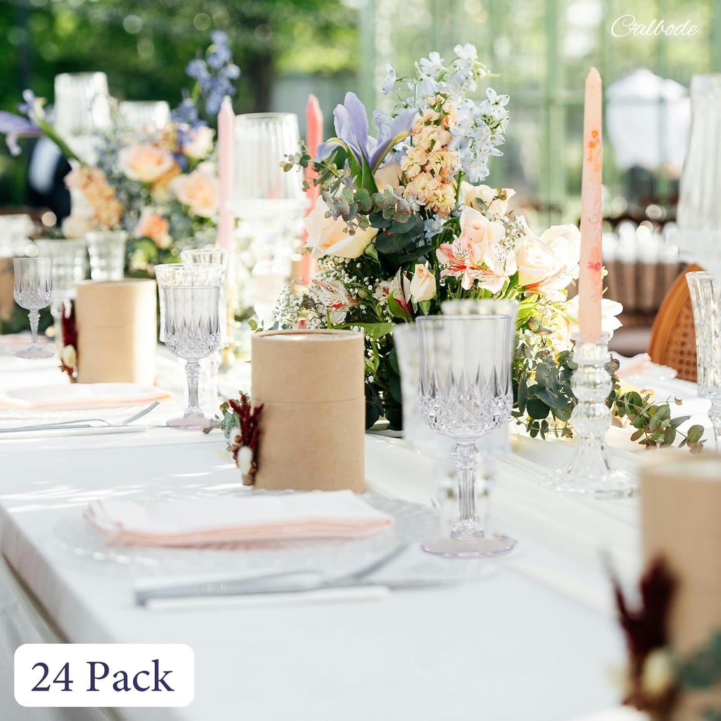 24 Pcs Plastic Wine Glasses 7oz – Unbreakable Clear Plastic Goblets for Parties Reusable & Dishwasher Safe Ideal for Weddings, Bars, and Every Celebration