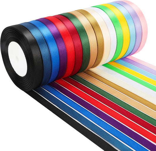 NESCCI 400 Yards Ribbon,3/8 Inch Satin Ribbon,Single Face Satin Ribbons, Perfect for Gift Wrapping,Wedding Decoration,Handmade Bows,Wrapping Bouquet,Halloween, Christmas