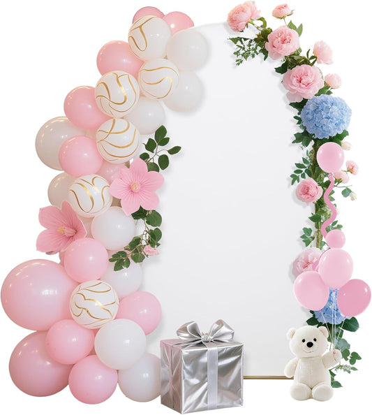 DREAHOTEXTIL Wedding Arch Frame Cover 7.2FT Arch Background Cover Spandex Fabric Elastic Background Suitable for Weddings, Birthday Parties, Baby Showers, banquets, and Ceremonial Decorations（White）