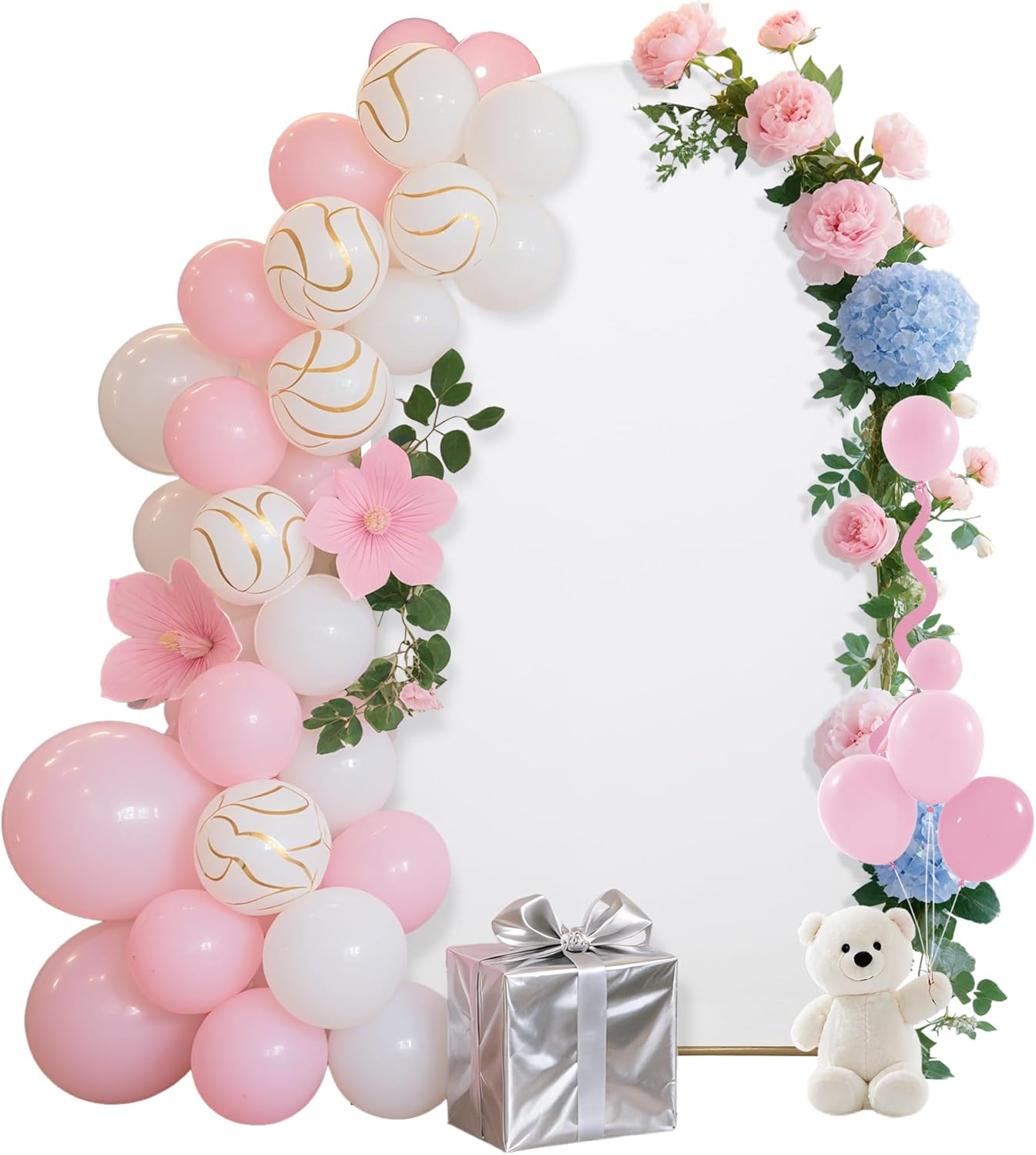 6.6FT Wedding Arch Covers Arch Backdrop Cover Arch Stand Covers Set Arch Cover Spandex Fabric Stretchy Backdrop for Wedding Birthday Party Decoration Baby Shower (White, Cover Only)