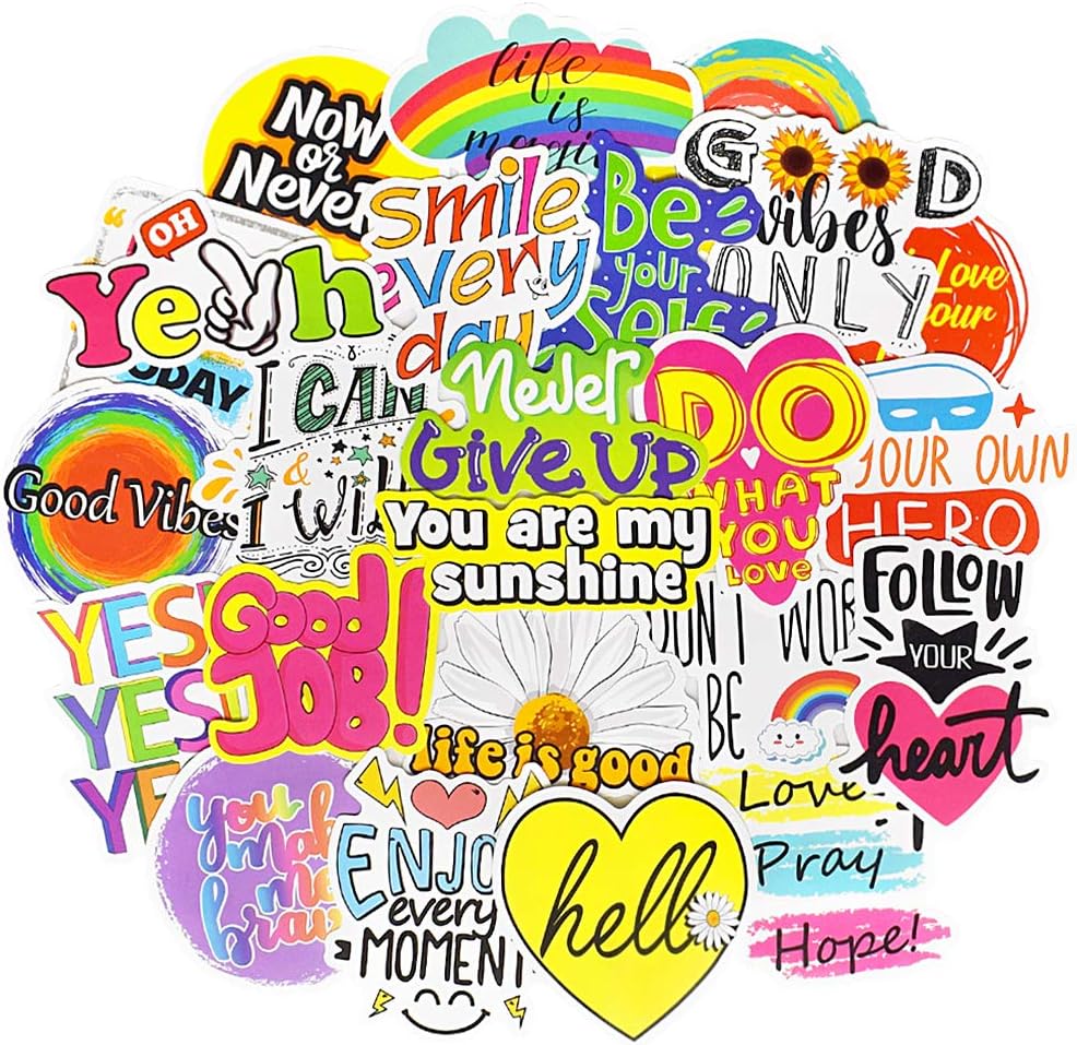 QTL Inspirational Stickers for Kids Motivational Stickers for Water Bottles Laptop for Teens Adults Waterproof Vinyl Pack 50Pcs