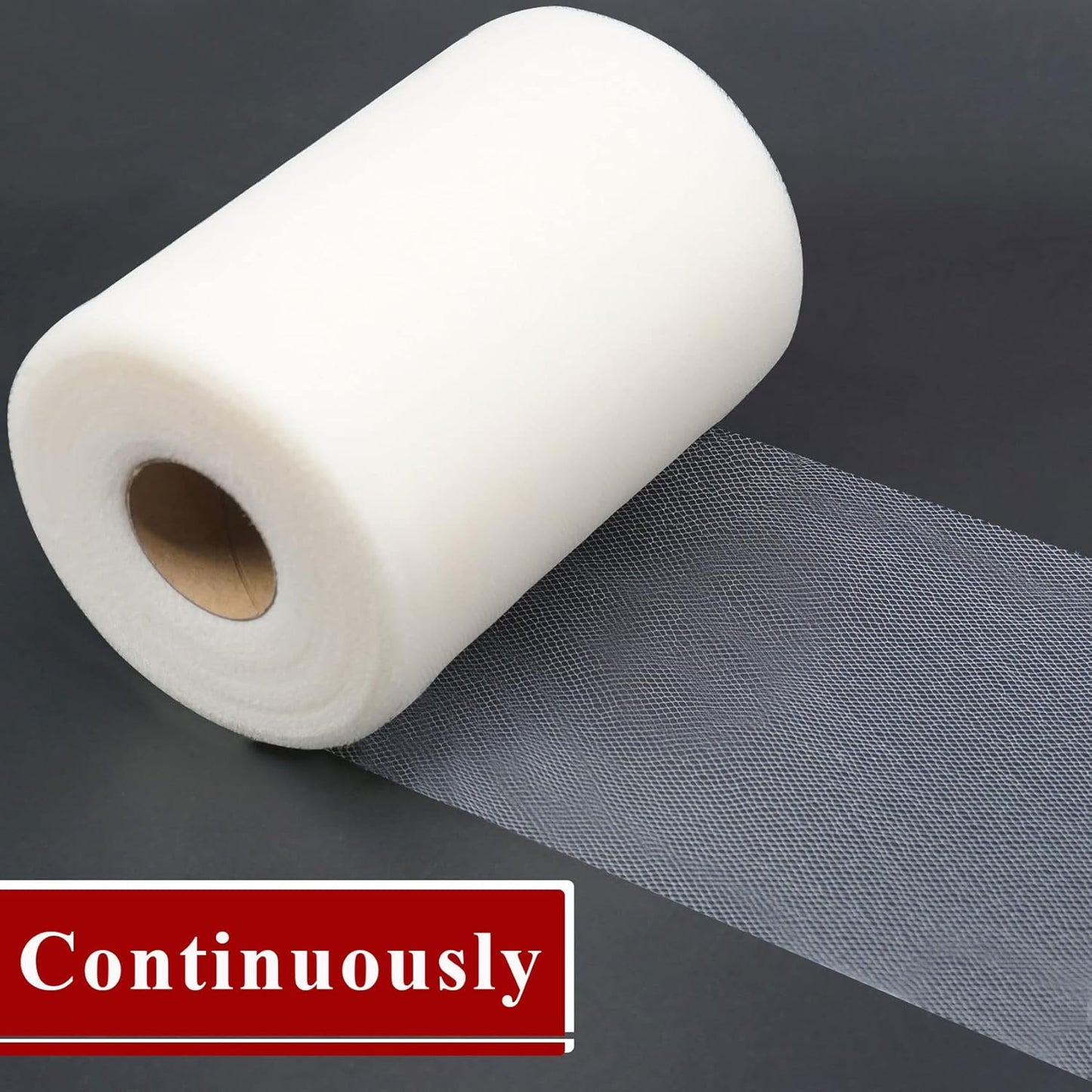 Ivory Tulle Fabric Rolls 6 Inch by 200 Yards (600 feet) Fabric Spool Tulle Ribbon for DIY Ivory Tutu Gift Wrapping Baby Shower Birthday Party Wedding Decorations Craft Supplies