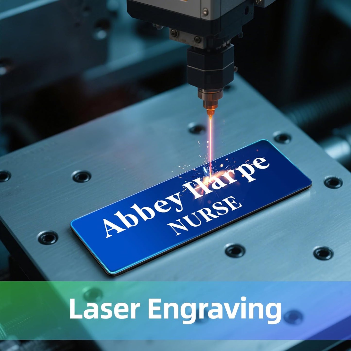 Magnetic Name Tags Personalized - Metal Engravable Name Badges with Pin or Strong Magnetic Backing for Teachers, Kids, Business, 1x3 Inch (Rose Gold, Design 1)