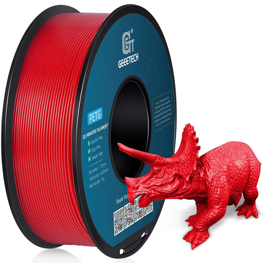 Geeetech PETG Filament 1.75mm, 1 KG (2.2lbs) Spool 3D Printer Filament, High-Toughness, ±0.02mm Accuracy, Neatly Wound & Moistureproof, Non-Clogging Non-Stringing, Fits Most FDM Printers, Red