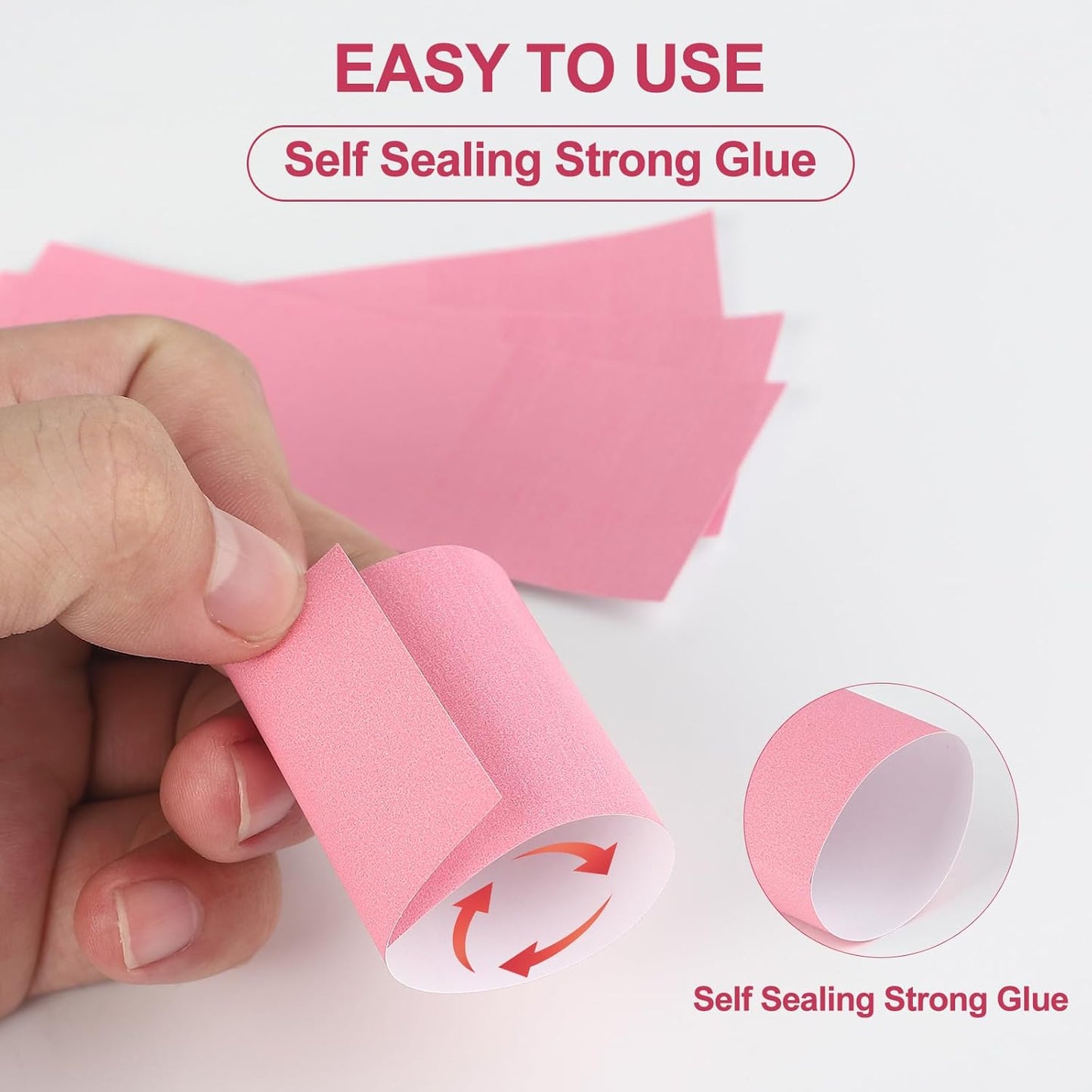 Germiwipe Paper Napkin Band Box of 500,Napkin Rings Self Adhesive,Silverware Wraps Bands (Pink, Pink-500pcs)