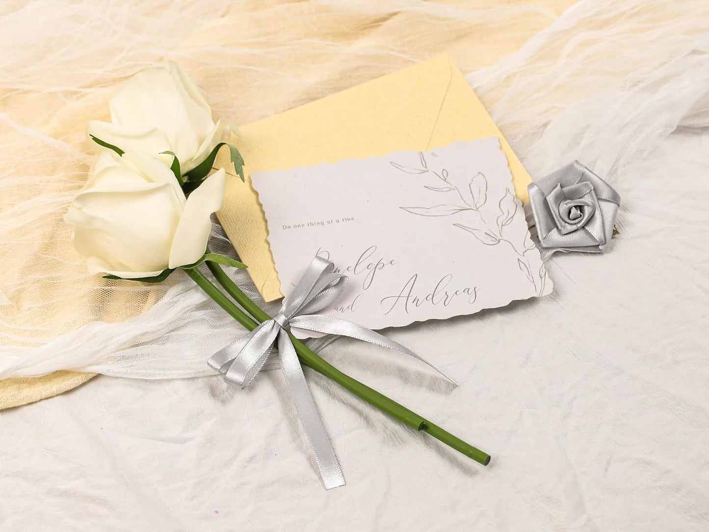 Silver Satin Ribbon 3/8 inch X Continuous 50 Yards, Single Face Polyester Ribbon Perfect for Gift Wrapping, Flower Bouquet, Wedding Decor, Crafts, Bow Making, Sewing and More