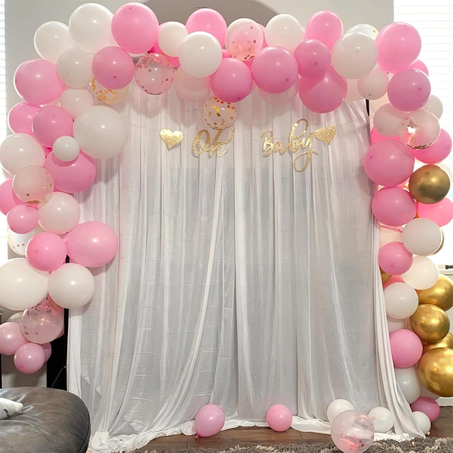 Netnology Pink Gold Confetti Balloons Set, 60Pcs 12 Inch Pink White Metallic Gold and Pink Gold Confetti Latex Balloon for Girls Birthday Baby Shower Bridal Shower Wedding Princess Party Decorations
