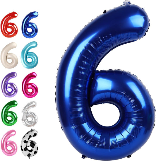 Night Blue 40 Inch Mylar Foil Number 6 Balloon, Birthday Digital Balloons for 6 16 Boy Girl Party Decorations Supplies,Night Blue Big Helium Balloon Numbers for 26 36 46 60 Men Women Anniversary