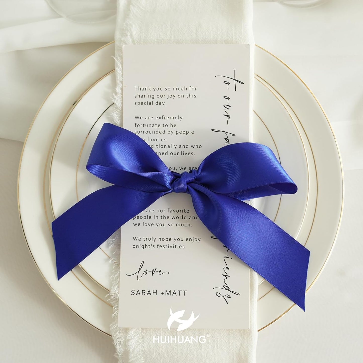 HUIHUANG Royal Blue Satin Ribbon 1-1/2 inch x 50 Yards Cobalt Double-Faced Satin Ribbon for Gift Wrapping, Bows, Flower Bouquet, Crafts, Holiday Decor, Christmas Tree, Graduation, Birthday Party