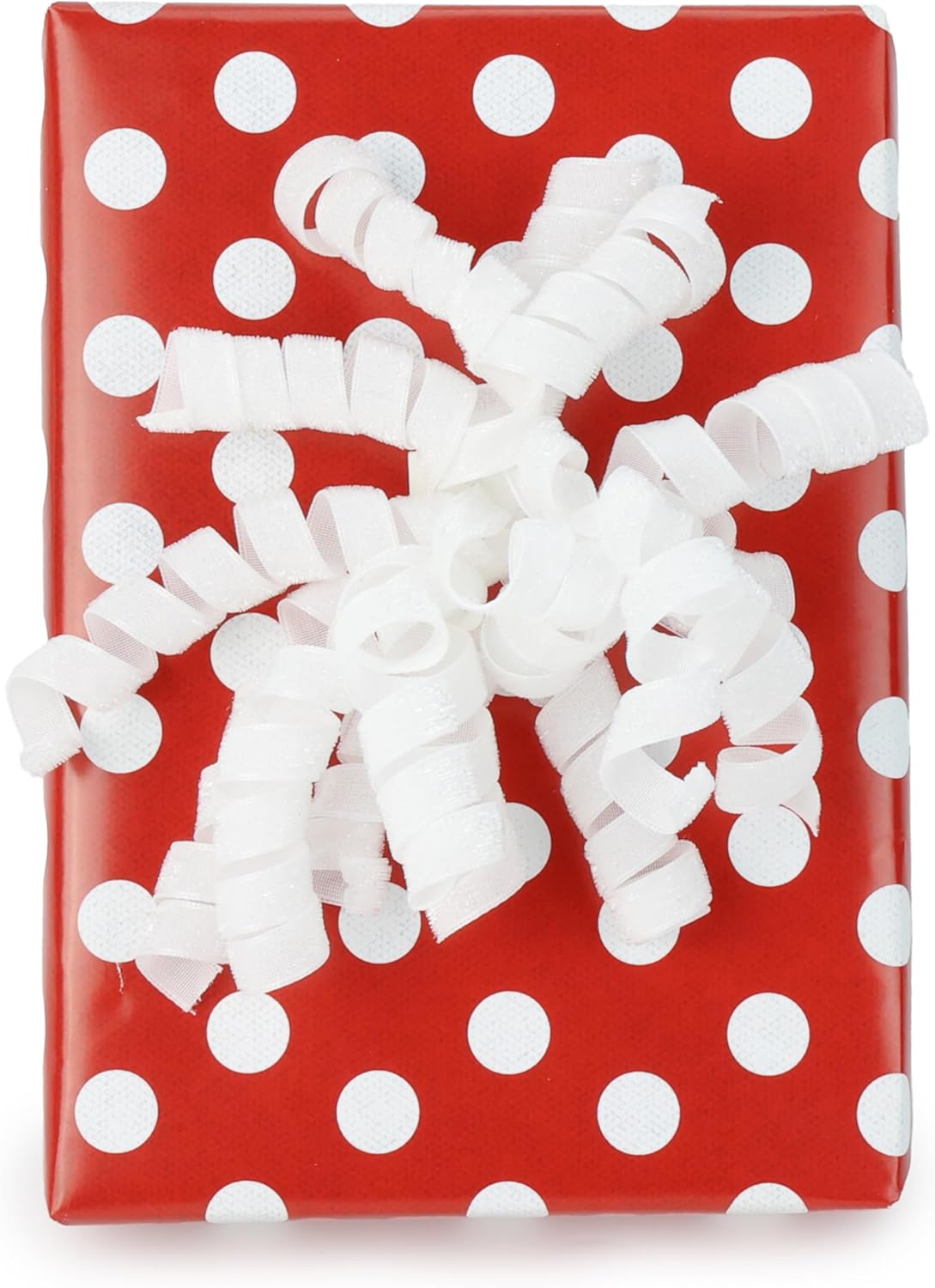 6" Metallic Glitter White Self Adhesive Curly Ribbon Gift Wrap Bows for Christmas, Holiday, Birthday, Wedding, Presents, Party Favors Decorations 6-Count