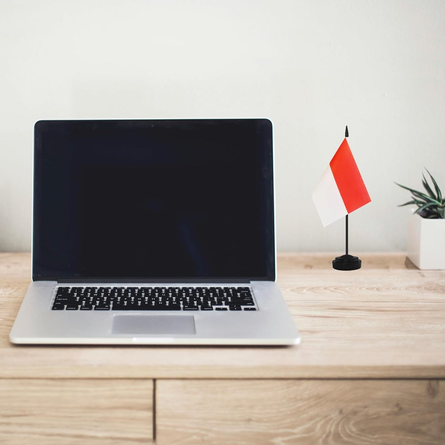 12 Pack Indonesia Desk Flags, Indonesian Desktop Flag, Small Miniature Office Flags with 12" Black Pole and Black Base, Offices, Classroom, Home, Festival Decoration (Indonesia)