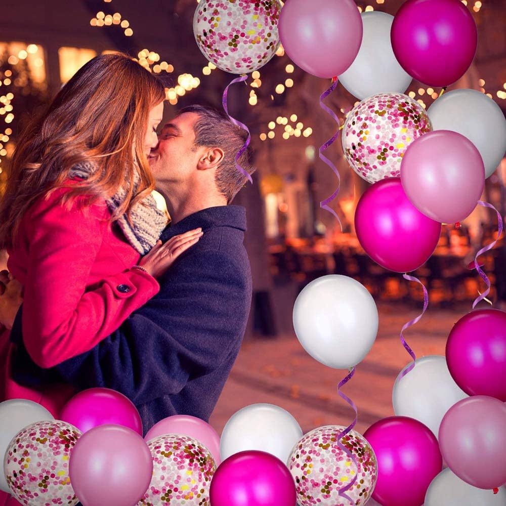 BEISHIDA 500 Yards Hot Pink Crimped Curling Ribbon Shiny Metallic Balloon String Roll Gift Wrapping Ribbon for Girl Birthday Valentines Bachelorette Mother's Day Party Decorations