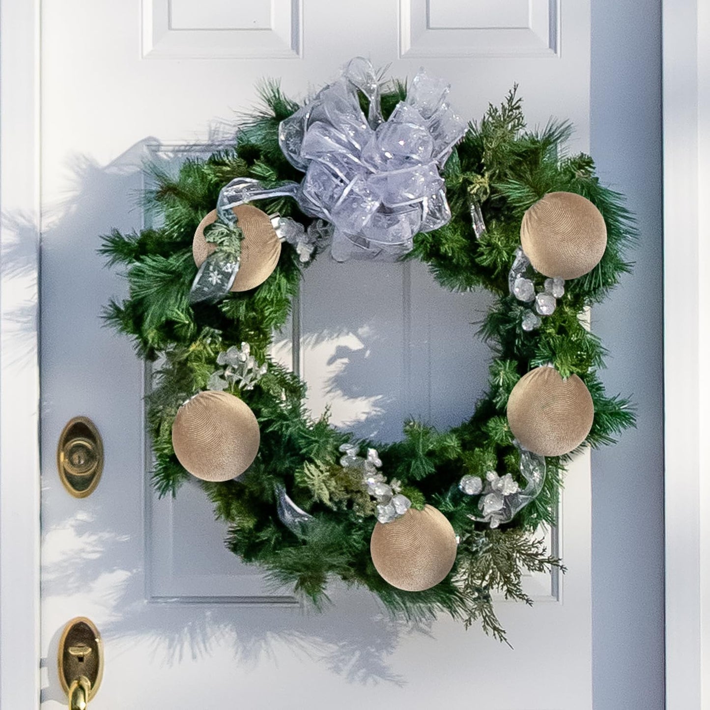 Brown Velvet Christmas Ornaments for Tree 15 PCS, Big Neutral Flocked Christmas Balls Ornaments Set, Shatterproof Earth Tone Xmas Hanging Decor for Holiday (Light Brown, 3.15 Inch)