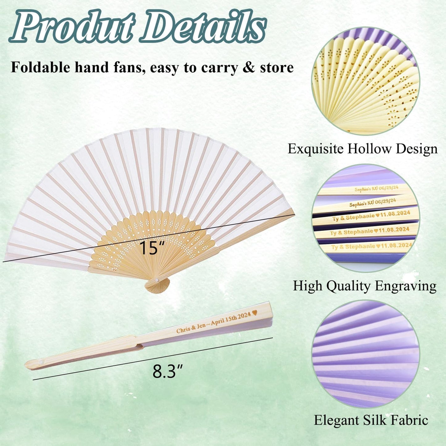 30pcs Personalized Purple Folded Hand Fans, Custom Folding Hand Fans for Wedding Guests, Wedding Gift Party Favors Church Fans Handheld, Birthday Party Supplies Bridal Shower Gifts