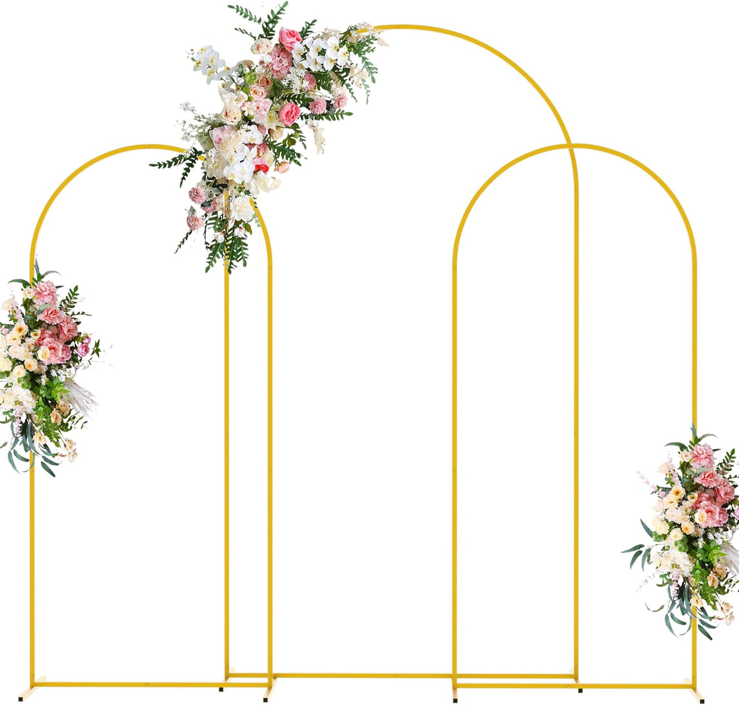 Wokceer Wedding Arch Backdrop Stand (7.2FT,6FT,6FT) Set of 3 Gold Metal Wedding Arch Stand for Birthday Party Wedding Ceremony Baby Shower Garden Balloon Arch Decoration