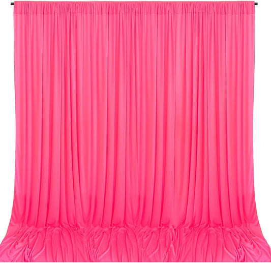 10 x 7 Feet Fluorescent Pink Backdrop Curtain for Partie, Background Curtains for Photoshoot, Birthday, Wedding, Halloween, Thanksgiving, Christmas Day, New Year Party Decorations 5Ft x 7Ft, 2 Panels