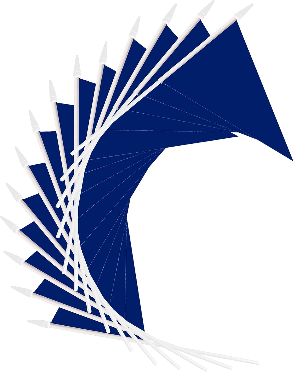 12 Pack Dark Blue Pennant Flags Small Mini Hand Held Solid Color Pennant On Sticks Flags with 12.6"Solid Pole & Spear Top,Party Events Celebration,School,Grand Opening,Kids Birthday,Sports Clubs,Flower Pot