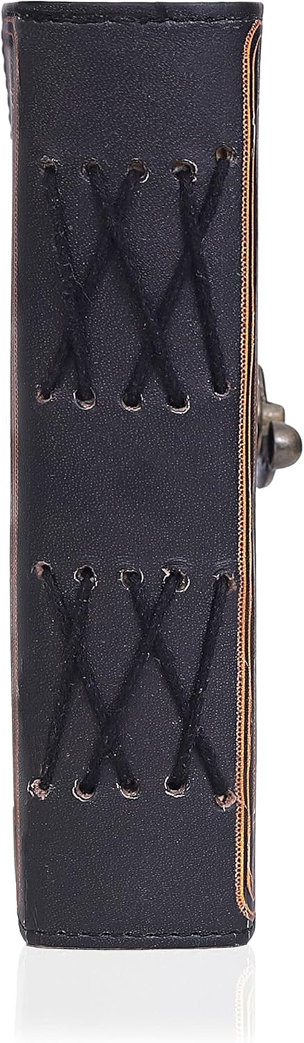 cuero Book of Spells Leather Journal Deckle Edge Paper Grimoire Printed Journal The Lovers Tarot Notebook Spiral Gothic Notebook Skull lover Antique Vintage Leather Journals for Men and Women