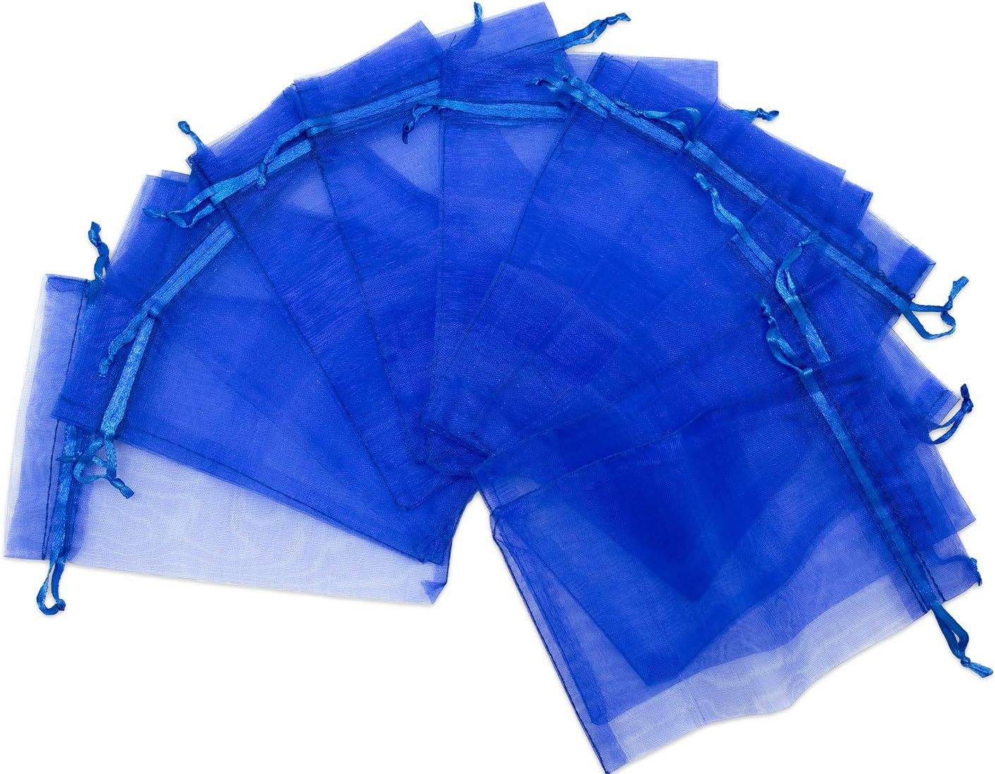 TheDisplayGuys 48-Pack 3x4 Royal Blue Sheer Organza Gift Bags with Drawstring, Goodie Bags for Jewelry, Candy Bags, Treat Bags, Wedding Favors Small Mesh Bags
