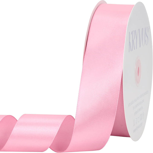 Rose Pink Satin Ribbon 1-1/2 inch X Continuous 100 Yards, Single Face Polyester Ribbon Perfect for Gift Wrapping, Flower Bouquet, Wedding Decor, Crafts, Bow Making, Sewing and More