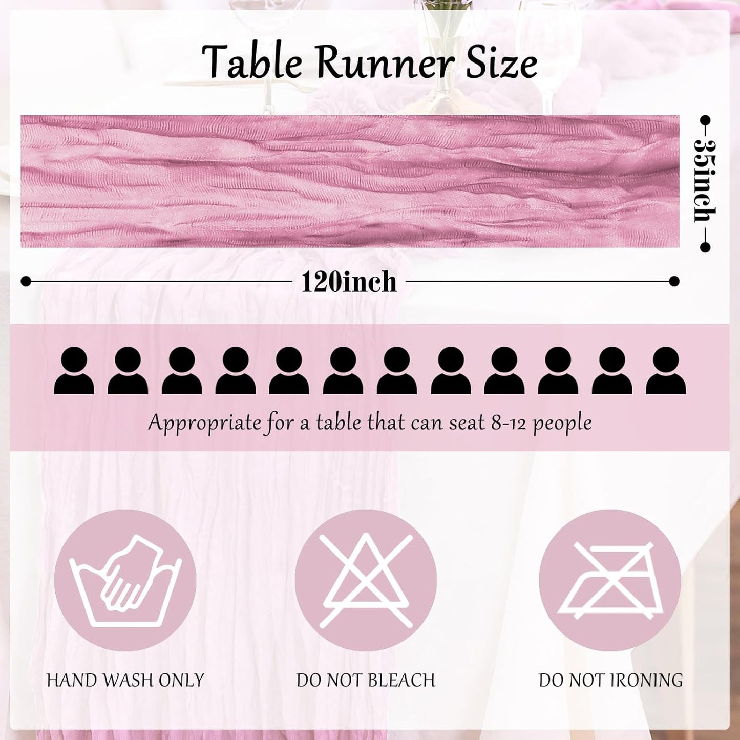 6-Pack Pink Cheesecloth Table Runners – 10FT (35x120 Inch) Boho Rustic Gauze Fabric Cheese Cloth Table Runner for Weddings, Baby Showers, Bridal Shower, Farmhouse & Birthday Party Decor