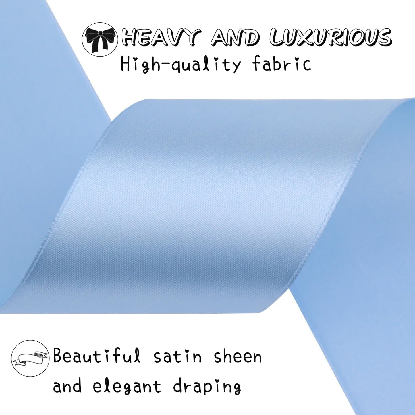 Lake Blue Solid Satin Ribbon 2 Inch 25 Yards Solid Polyester Fabric Ribbon for Gift Wrapping Wedding Christmas Baby Shower Birthday Party Decoration Handmade Immortal Flower Craft