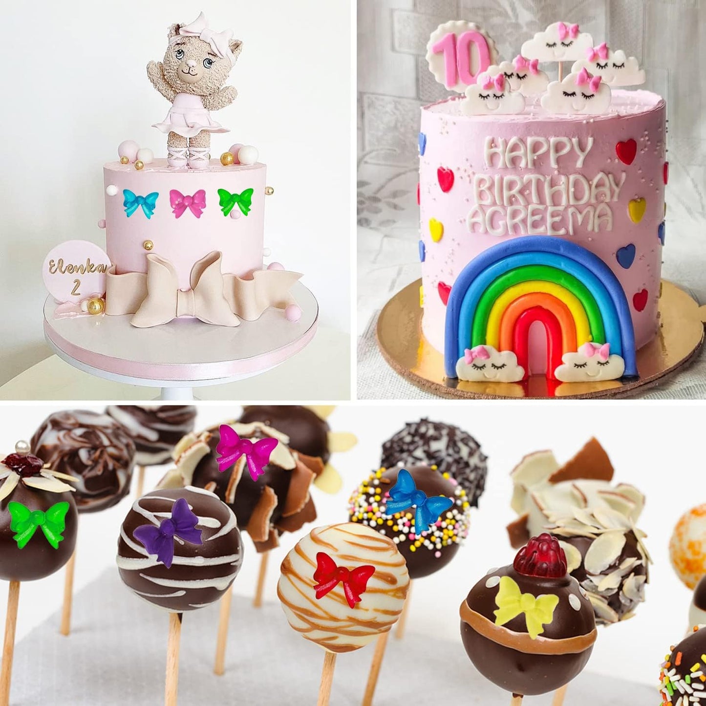 Bow Fondant Molds, AIMEIKI 2 Pack Mini Bows Silicone Fondant Molds Bowknot Candy Chocolate Mold for DIY Cake Decoration