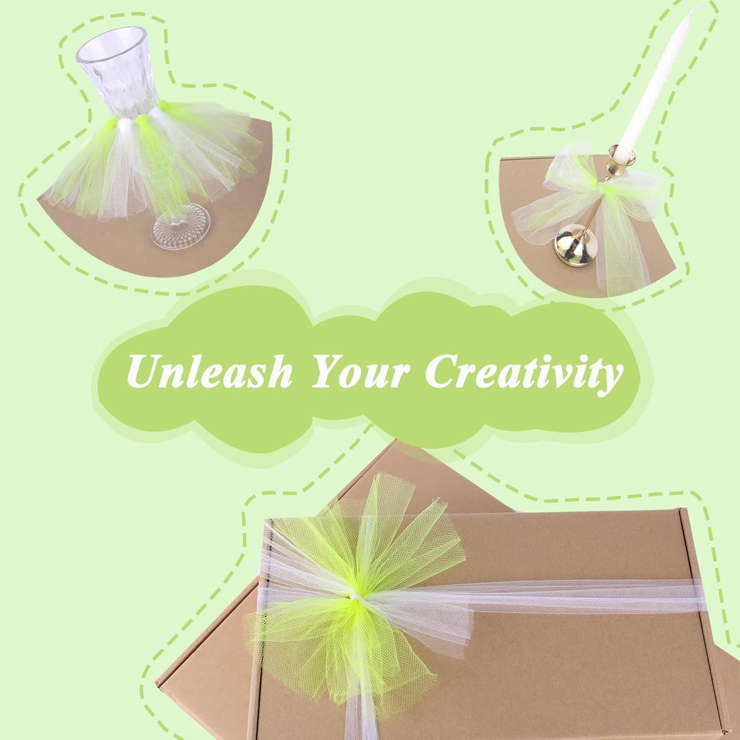 Spring Green Tulle Fabric Roll 6” x 100 Yards (300 ft) – Soft Tulle Spool for DIY Crafting, Halloween Costumes, Tutus, Wedding, Party Decorations & Gift Wrapping