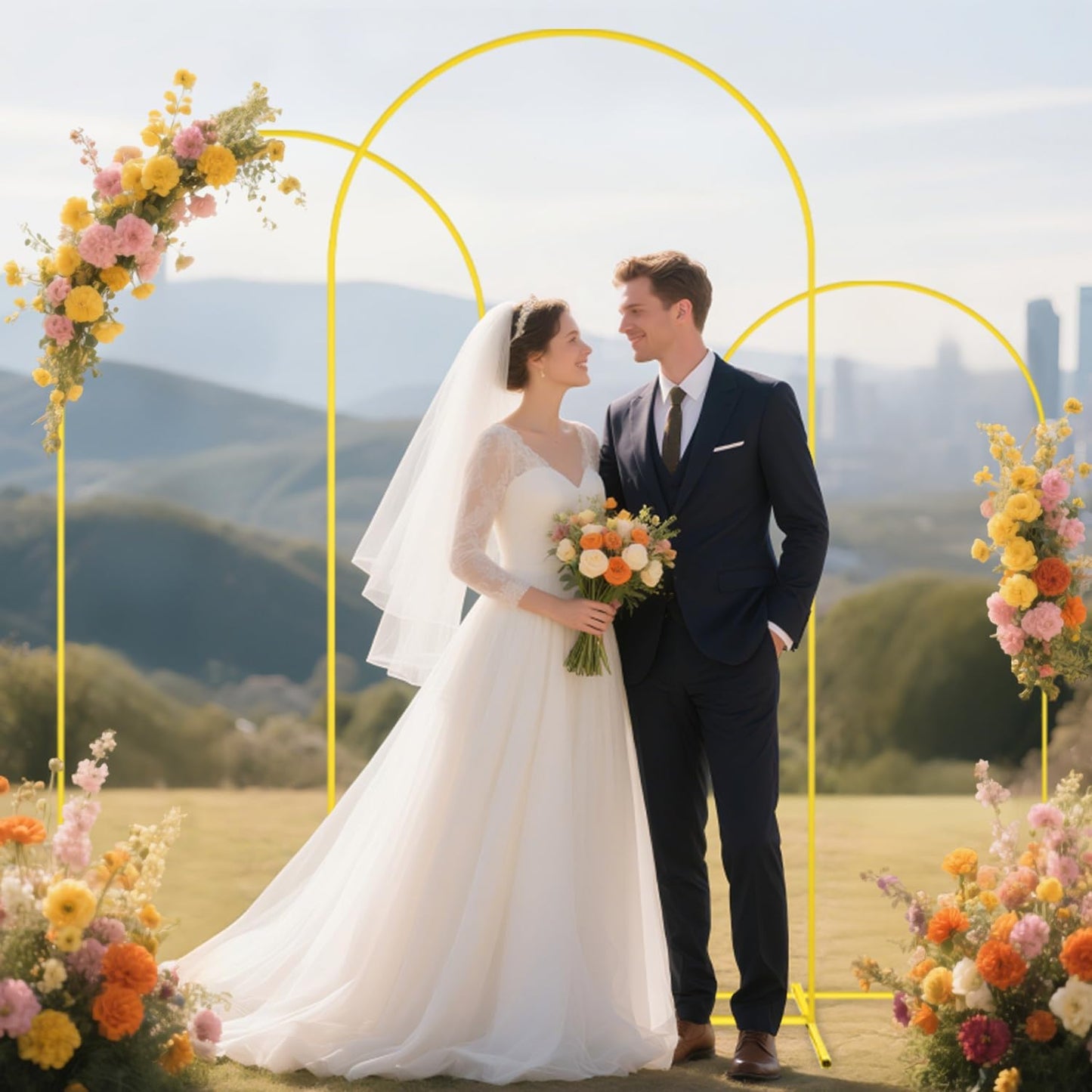 Arch Backdrop Stand and Cover Set of 3 6FT 6.6FT 7.2FT Dusty Blue Spandex Arch Backdrop Covers Set Metal Arch Frame Stand Balloon Arched Covers for Birthday Party Wedding Ceremony Reception