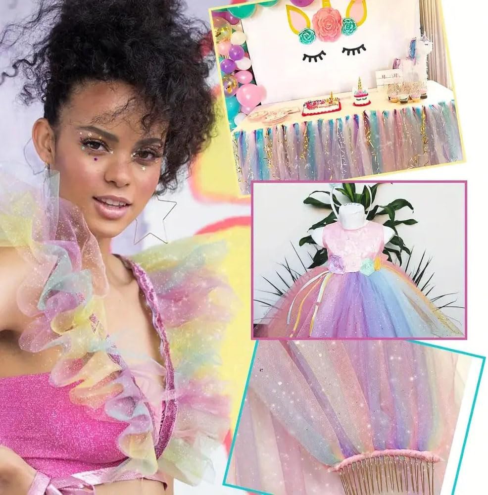 Pastel Tulle Organza Fabric Rolls 12" by 10 Yards Colored Sheer Fabric Ribbon for Table Runner DIY Tutu Skirt Birthday Party Wedding Decorations Christmas Craft Packaging Supplies