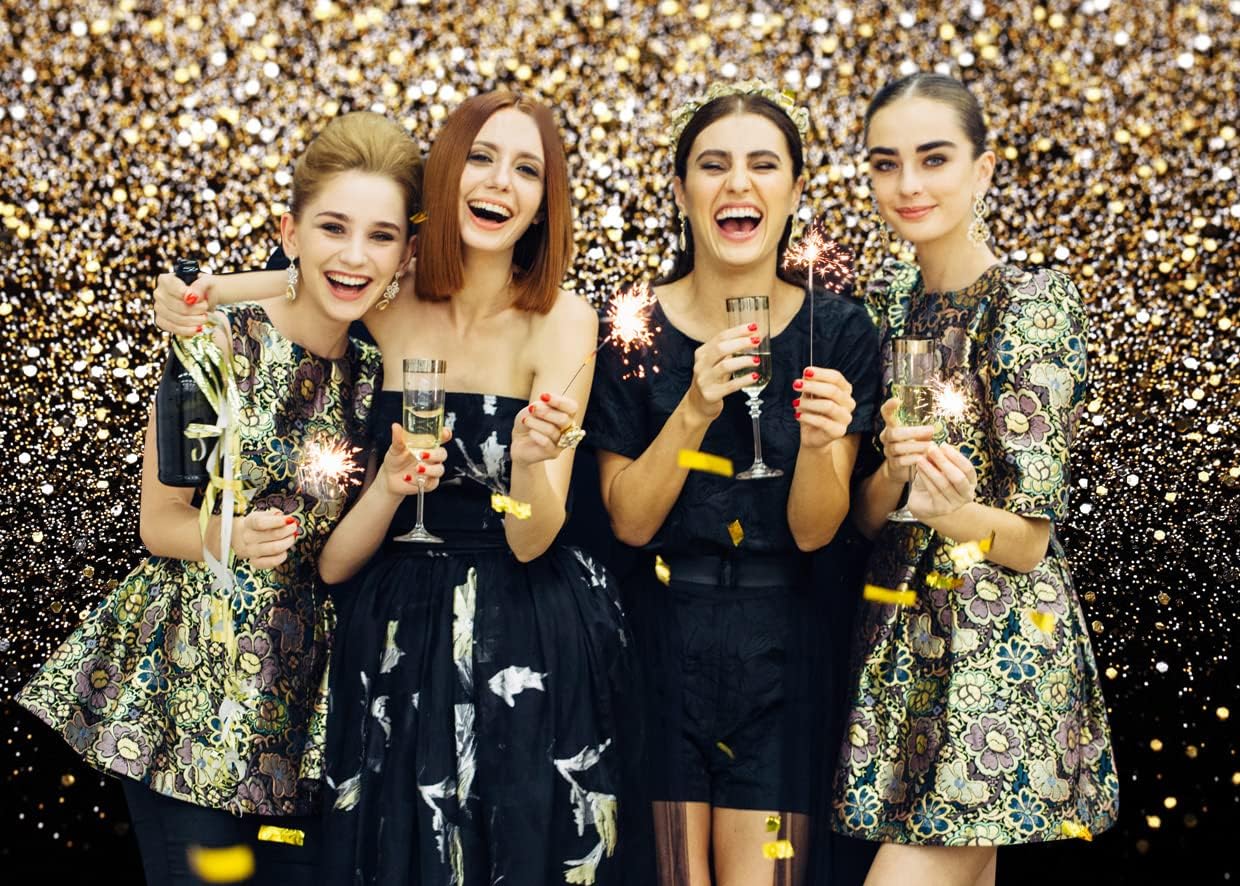 SJOLOON Black and Gold Backdrop Gold Spots Backdrop Vinyl Photography Backdrop Vintage Background for Family Birthday Party Newborn Studio Props 11547 (12x10FT)