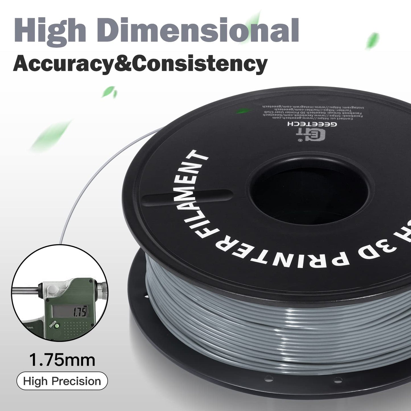 Geeetech TPU Filament 1.75mm – 95A Flexible 3D Printer Filament with High Elasticity, 1KG (2.2lbs) Spool, Dimensional Accuracy ±0.03mm, Fits Most FDM Printers (Grey)