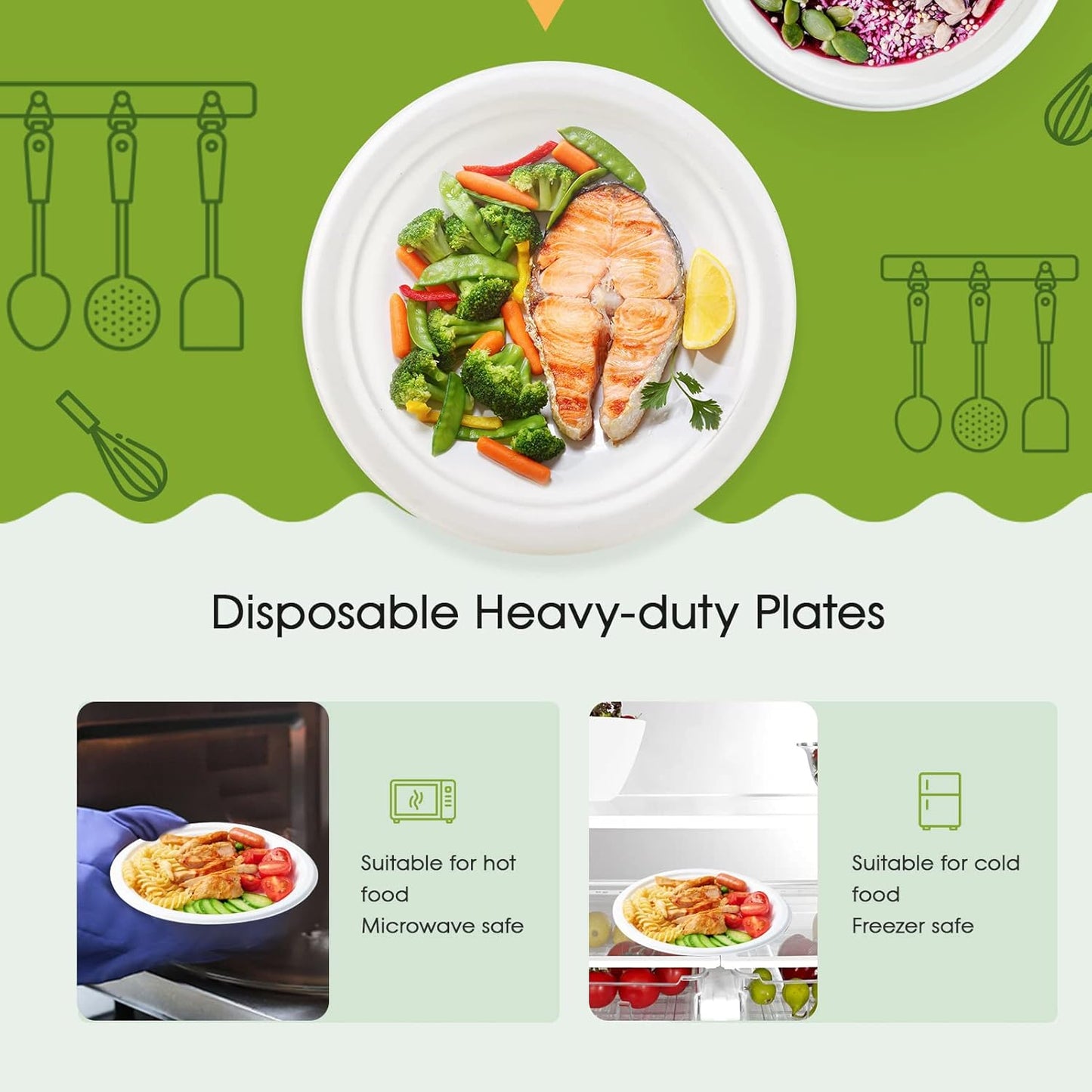 ECOLipak 6.85 Inch Compostable Dessert Paper Plates, 150 Pack Disposable Biodegradable Heavy Duty Eco-friendly Sugarcane Bagasse Halloween Plates for Party