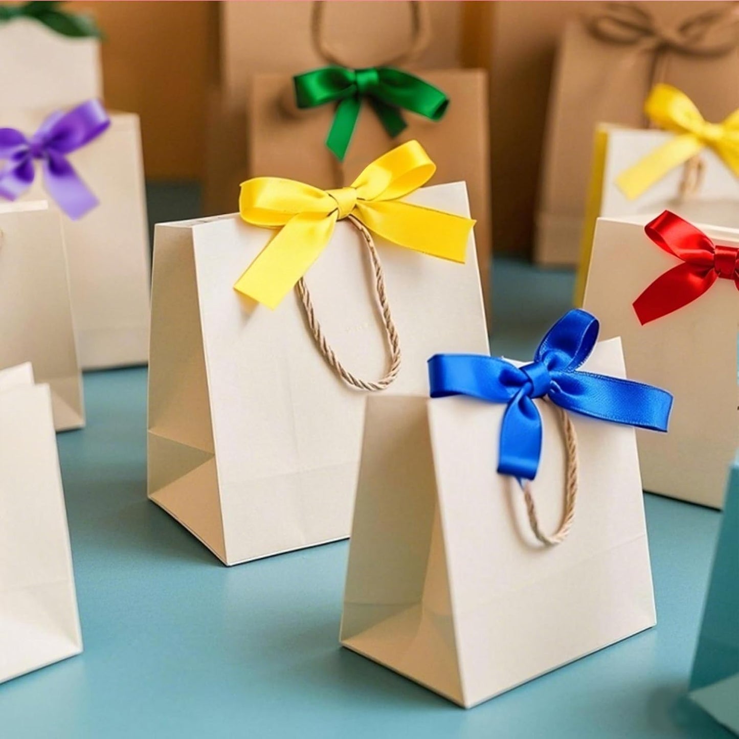 3/8" 6 Colors X 25 Yards Rainbow Satin Ribbon,150 Yards Assorted Colors Satin Ribbons for Flower Bouquet,Ribbons for Gift Wrapping Happy Birthday Party Decorations