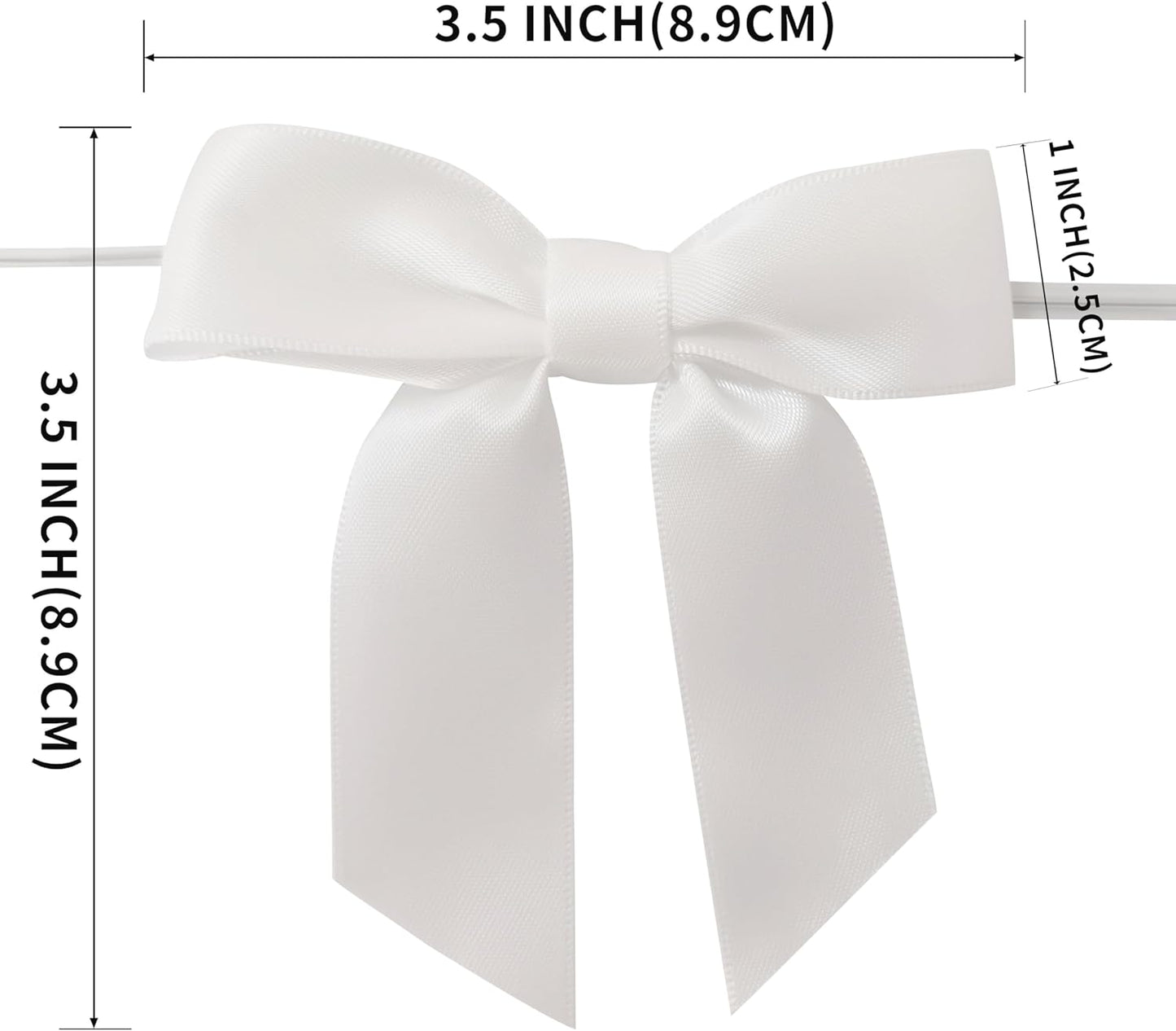 36pcs 3-1/2" White Satin Ribbon Bows with Twist Ties for Big Ribbon Bows for Gift Wrapping Packing Wedding Accessories Decoration (White)
